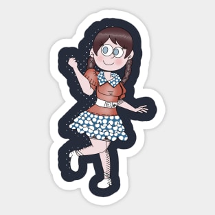 American Girl Wearing Pretty Patriotic Polka Dot Dress Sticker